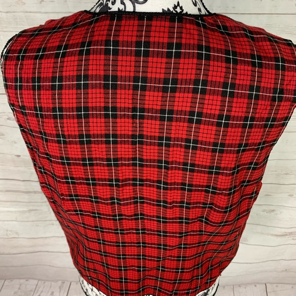 Sarah Elizabeth Red and Black Plaid Vest Size 12 - Picture 5 of 10